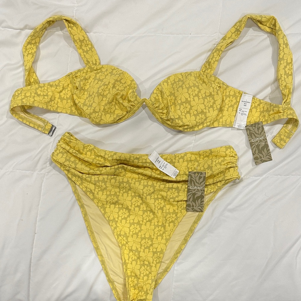 Cupshe Yellow Floral Bikini Set